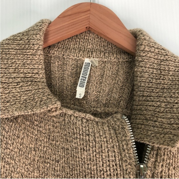 Monoreno Anthropologie Tan Knit Zipper Jacket sweater style jacket size small - Picture 11 of 12